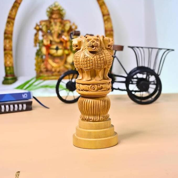 santarms Wooden Ashoka Stambh (6 inches)