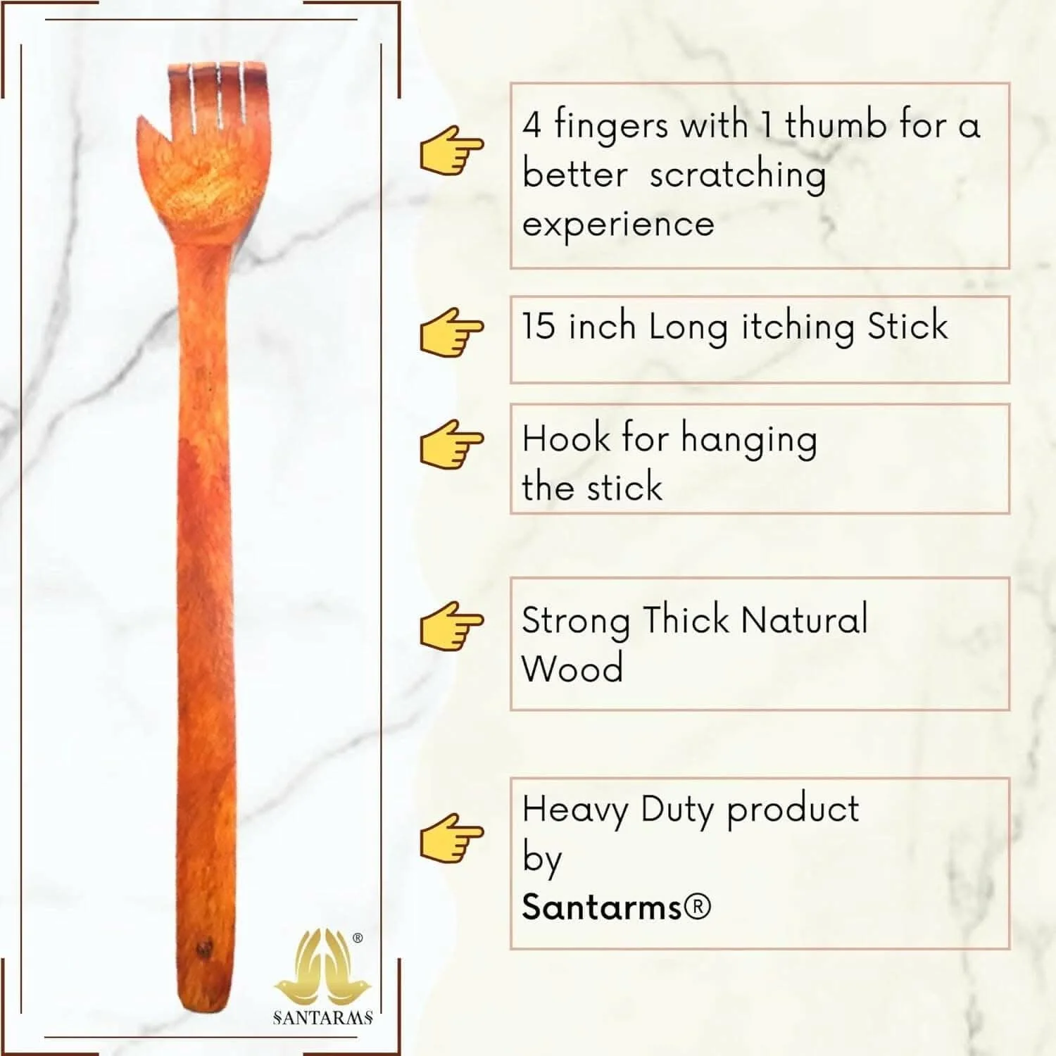 santarms wooden back scratcher itching hand stick (Pack of 3) - Image 4