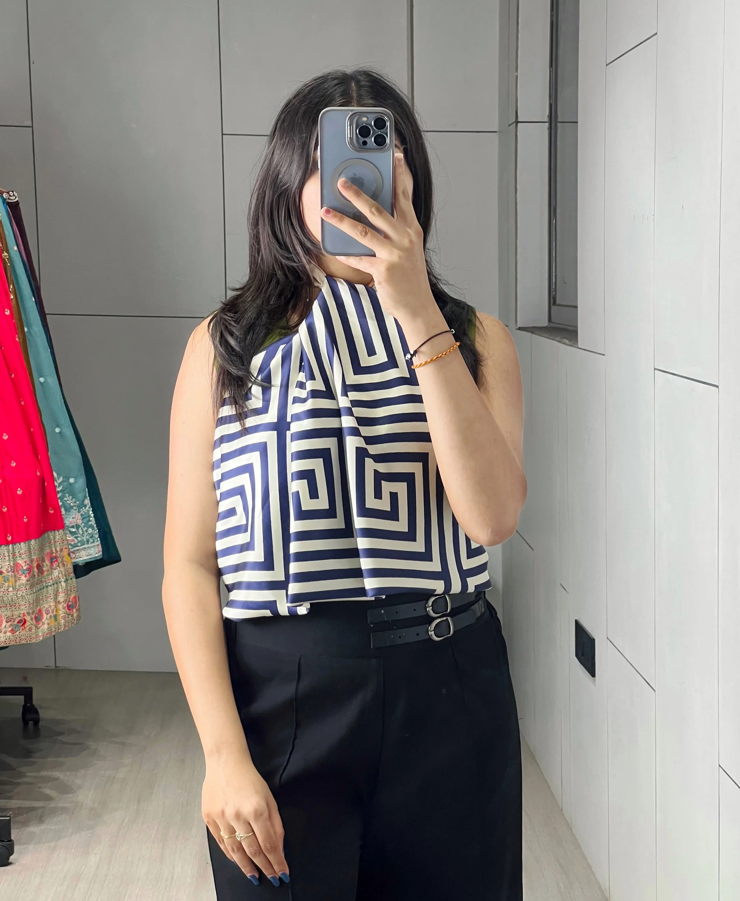 Satin Printed Geometric Scarves - Image 9