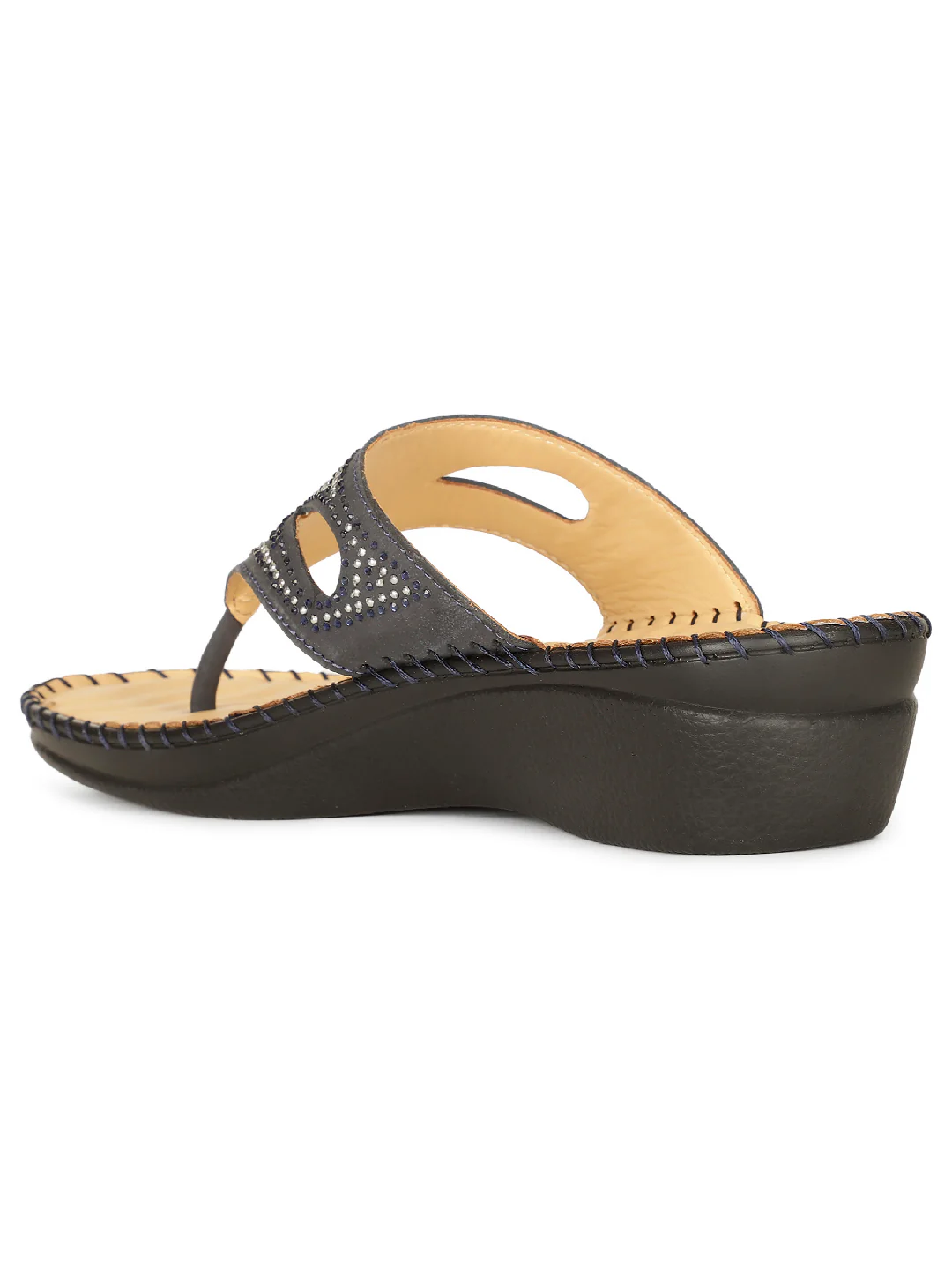 Scholl Women Blue Wedge Heel Thong Sandal - Image 3