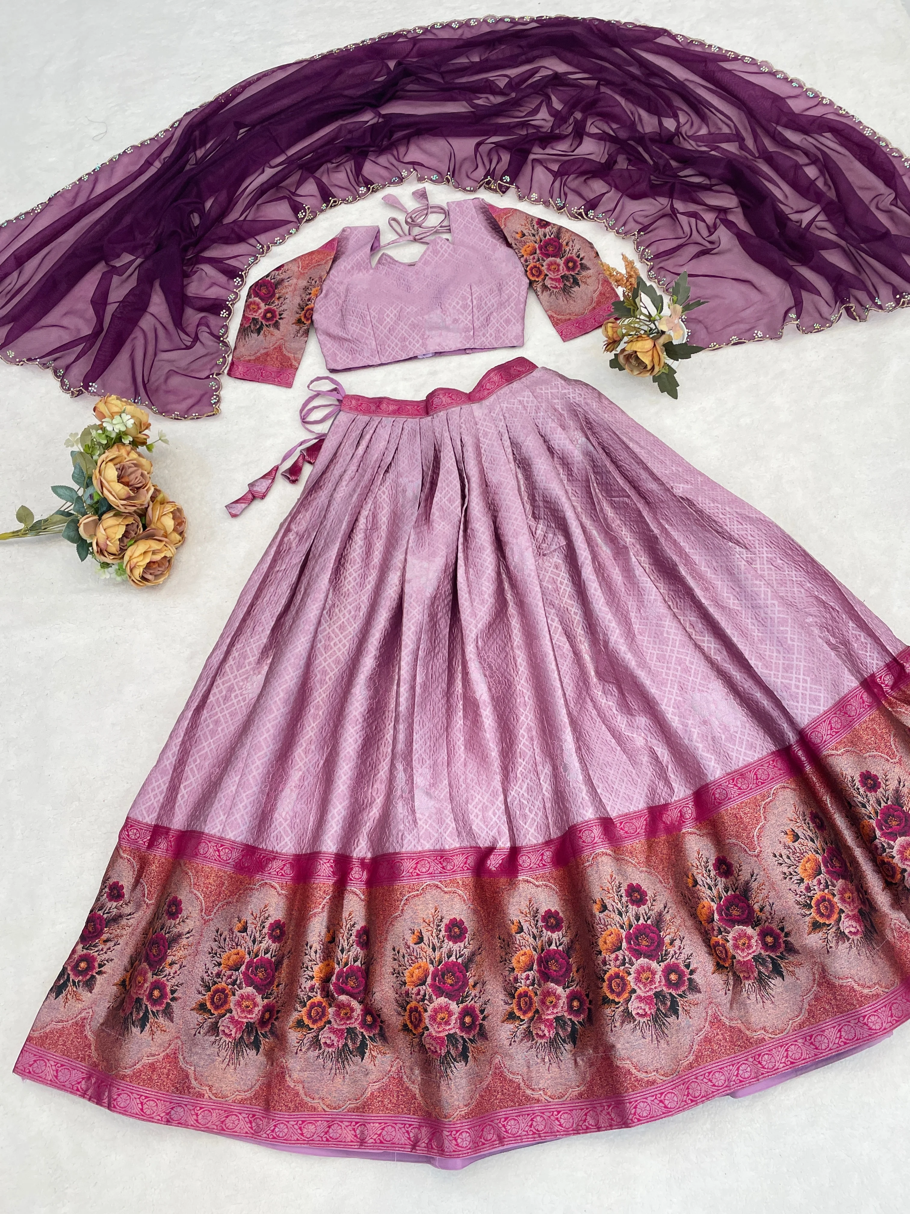Silk Woven Lehenga Choli With Dupatta - Image 13