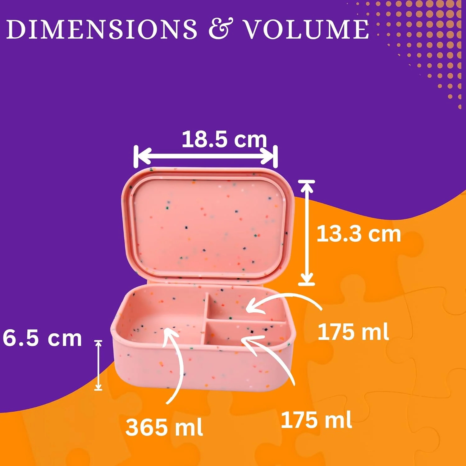 SIMPLE SAMPLE ESSENTIAL+ Silicone Lunch Box Tiffin-Leak Proof Bento Snack Lunchbox for Office Men and Women,with Compartments ,Spill Proof, Compact Food Tiffinbox for Adults (Pink,3-Compartment),715 ml - Image 2