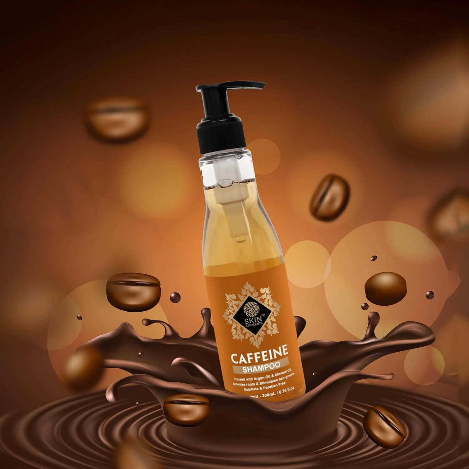 Skin Elements Caffeine Shampoo (6.76 fl.oz) - infused with Argan & Almond Oil (Vitamin E Booster) for Hair Fall Control - Sulphate free (30 to 40 Days Supply) - Image 6