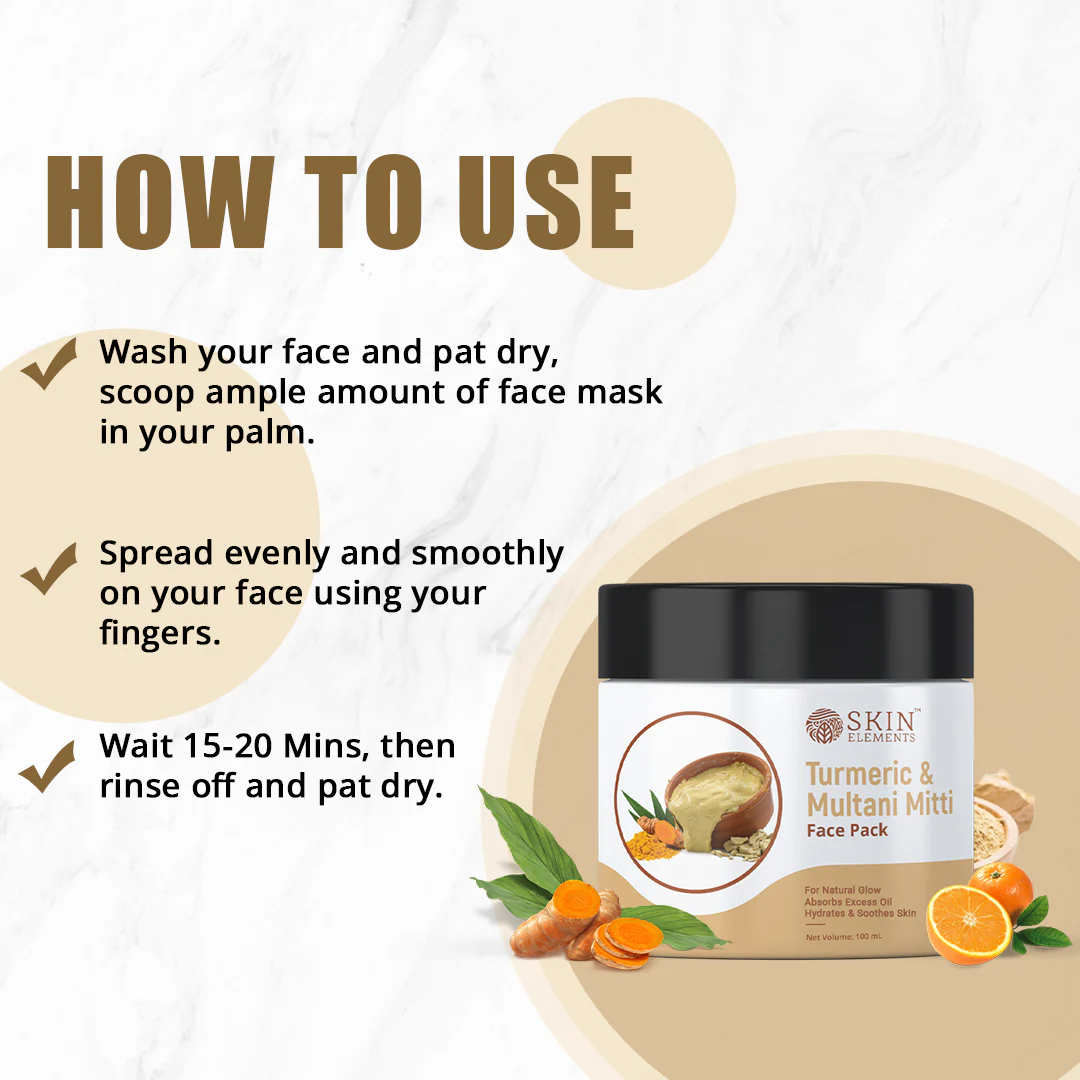 Skin Elements Turmeric (Haldi) & Multani Mitti Face Mask Pack | Ubtan Face Pack | Acne & Blackheads removal - Image 3