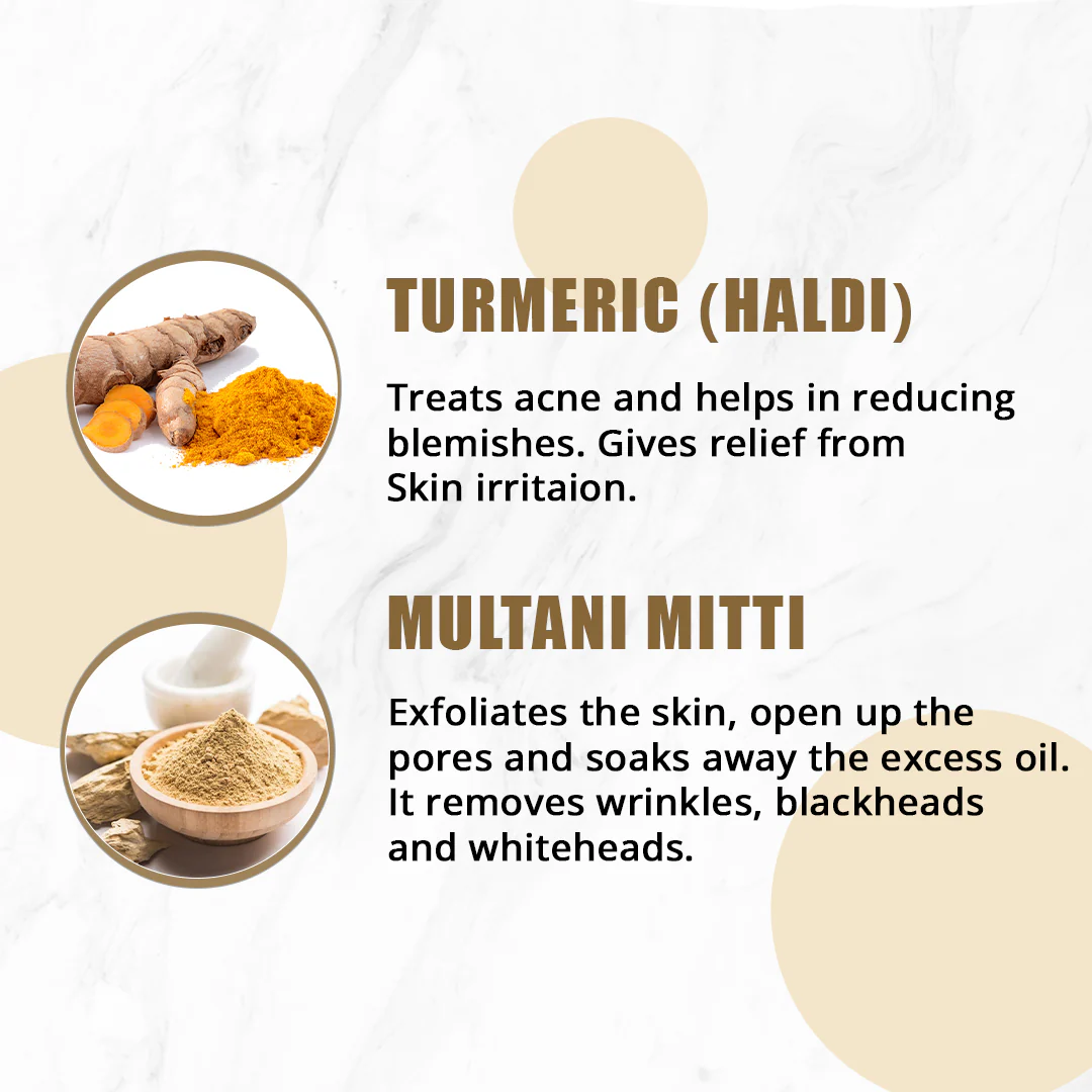 Skin Elements Turmeric (Haldi) & Multani Mitti Face Mask Pack | Ubtan Face Pack | Acne & Blackheads removal - Image 8