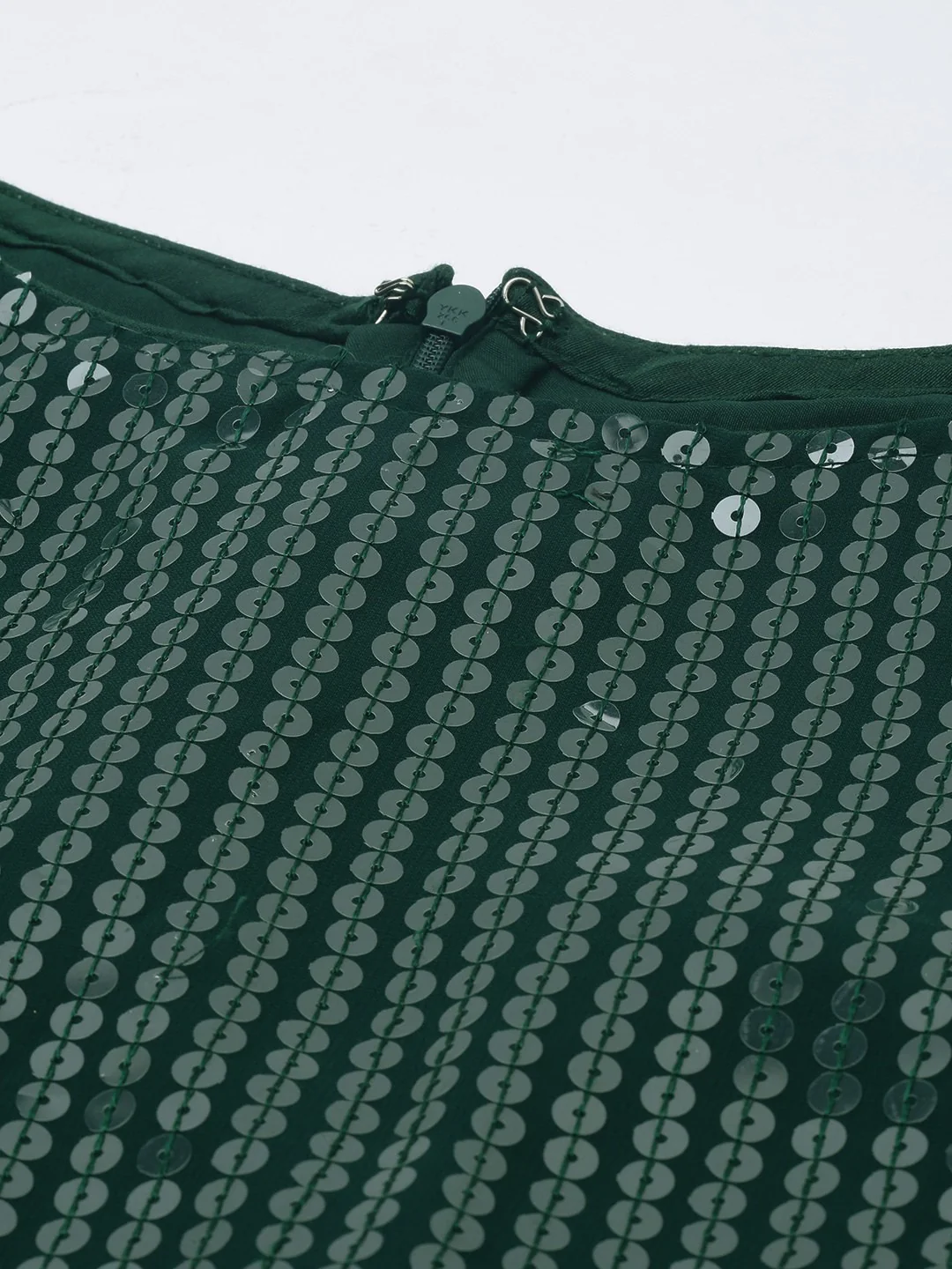 Bollywood Vogue Ready To Wear Green Georgette Embroidered Layered Gharara Suit - Image 4