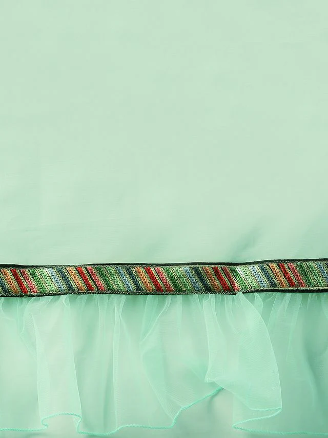 Bollywood Vogue Ready To Wear Green Muslin Print N Green Georgette palazzo Suit - Image 4