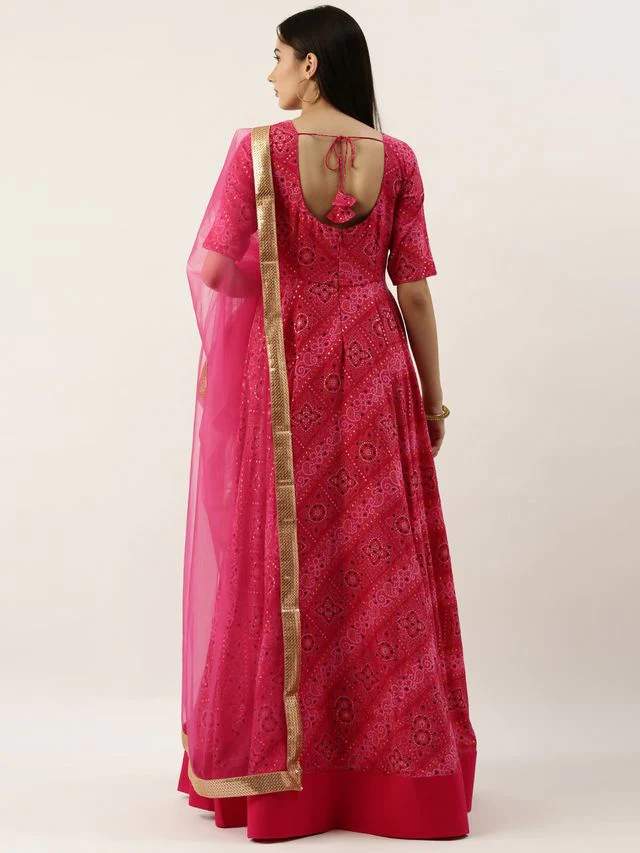 Bollywood Vogue Ready To Wear Pink Floor Length Anarkali Suit - Image 7