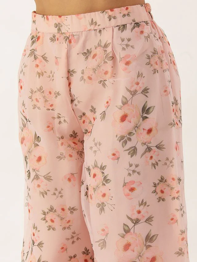 Bollywood Vogue Ready To Wear Pink Jacquard Kurti With Printed Pant N Dupatta - Image 6