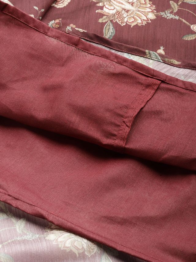 Bollywood Vogue Ready To Wear Maroon Chanderi Floor Length Anarkali Suit - Image 5