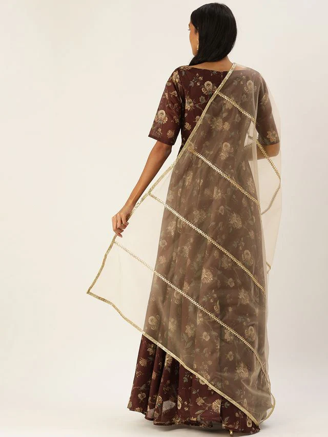 Bollywood Vogue Ready To Wear Maroon Chanderi Floor Length Anarkali Suit - Image 7