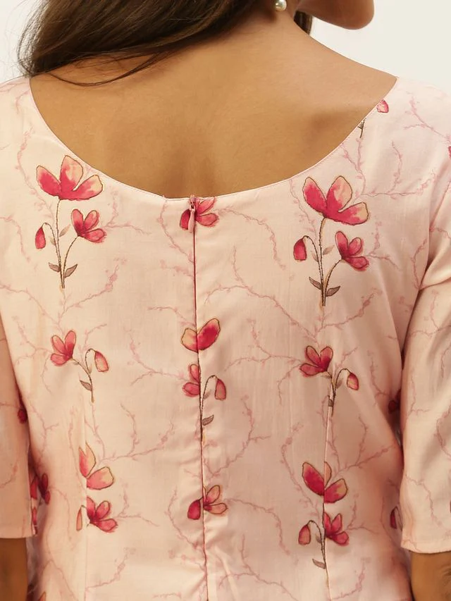 Bollywood Vogue Ready To Wear Peach Chanderi Modal Satin Straight Pant Suit - Image 5