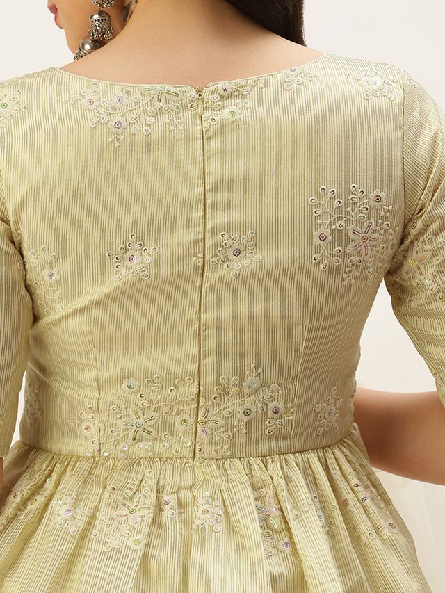 Bollywood Vogue Ready To Wear Beige Art Silk Embroidered Gharara Set - Image 4