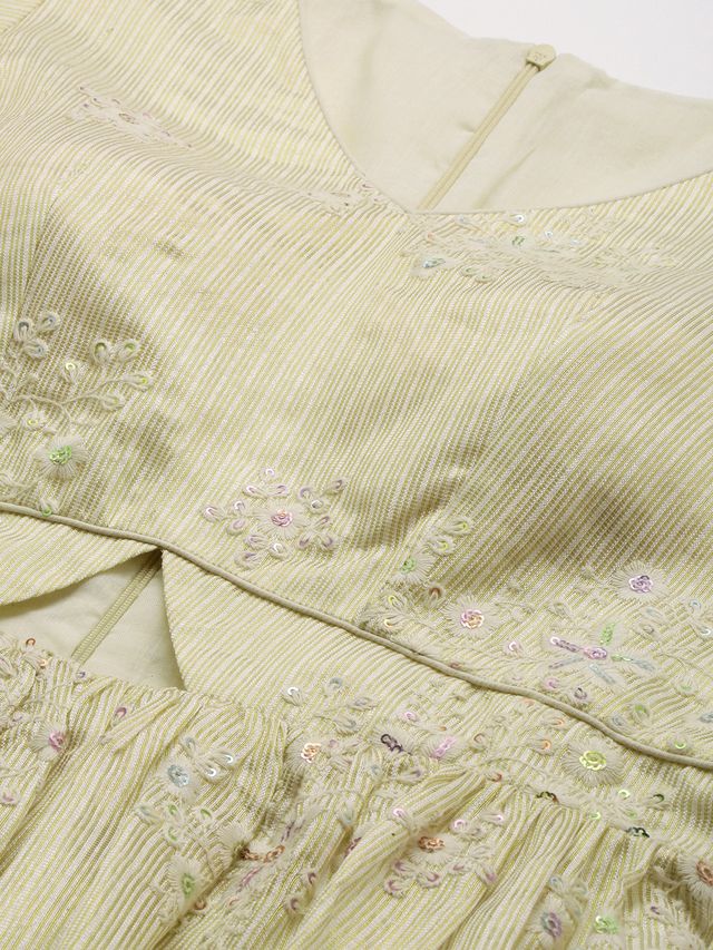 Bollywood Vogue Ready To Wear Beige Art Silk Embroidered Gharara Set - Image 6
