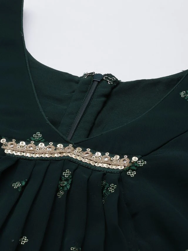Bollywood Vogue Ready To Wear Green Embroidered Salwar Set - Image 7