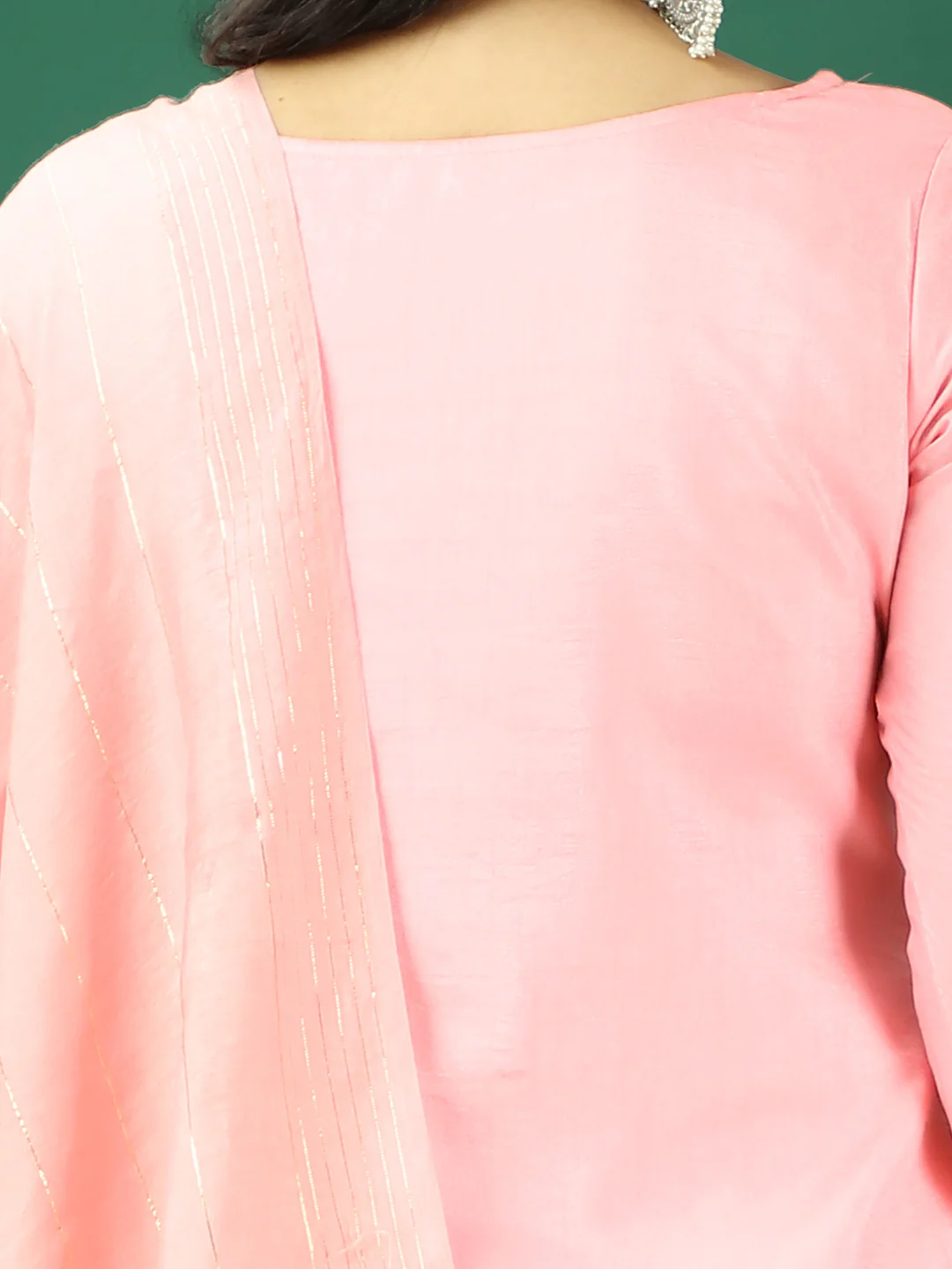 Bollywood Vogue Ready To Wear Pink Art Silk Embroidered Straight Pant Suit - Image 5