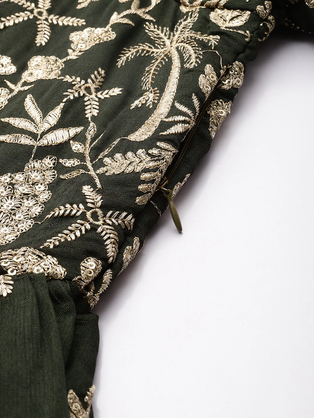 Bollywood Vogue Ready To Wear Green Art Silk Embroidered Anarkali Suit - Image 4