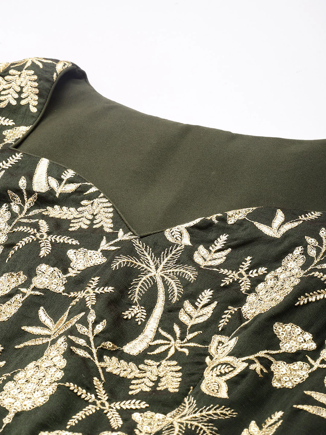 Bollywood Vogue Ready To Wear Green Art Silk Embroidered Anarkali Suit - Image 6
