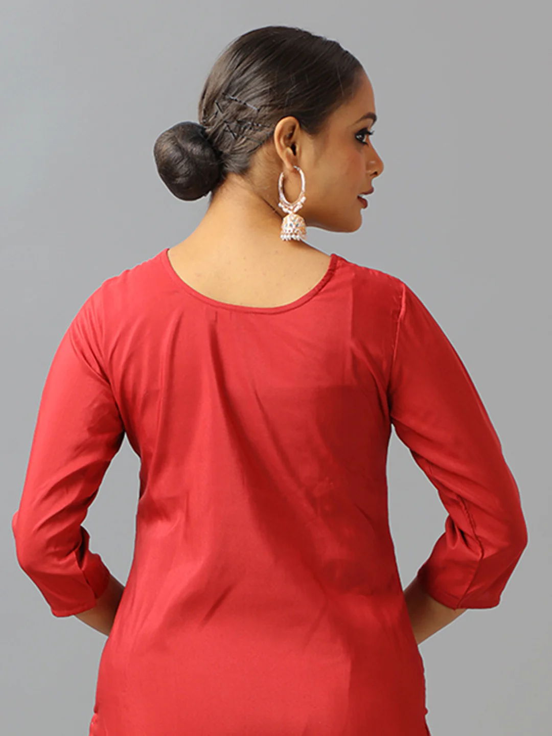 Bollywood Vogue Ready To Wear Maroon Art Silk Embroidered Straight Pant Suit - Image 5