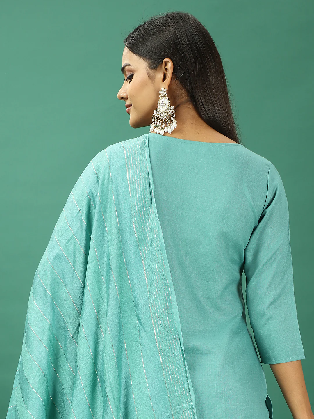 Bollywood Vogue Ready To Wear Green Rayon Embroidered Straight Pant Suit - Image 6