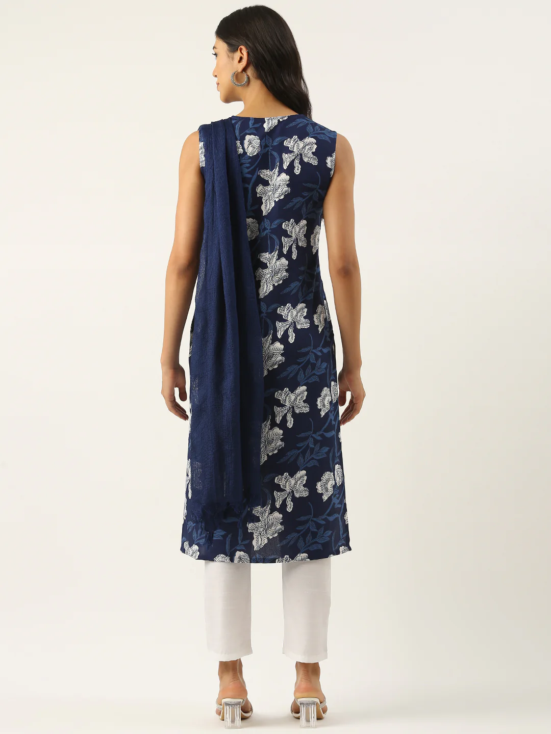 Bollywood Vogue Ready To Wear Blue Rayon Mill Printed Straight Pant Suit - Image 7