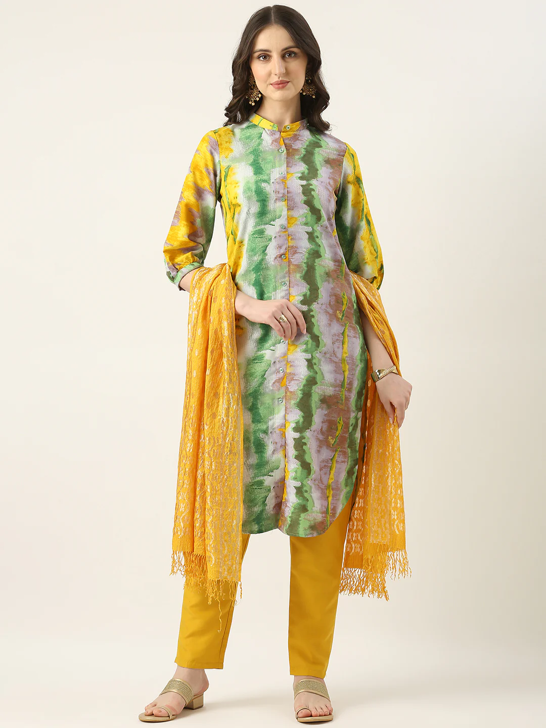 Bollywood Vogue Ready To Wear Multicolored Rayon Printed Straight Pant Suit