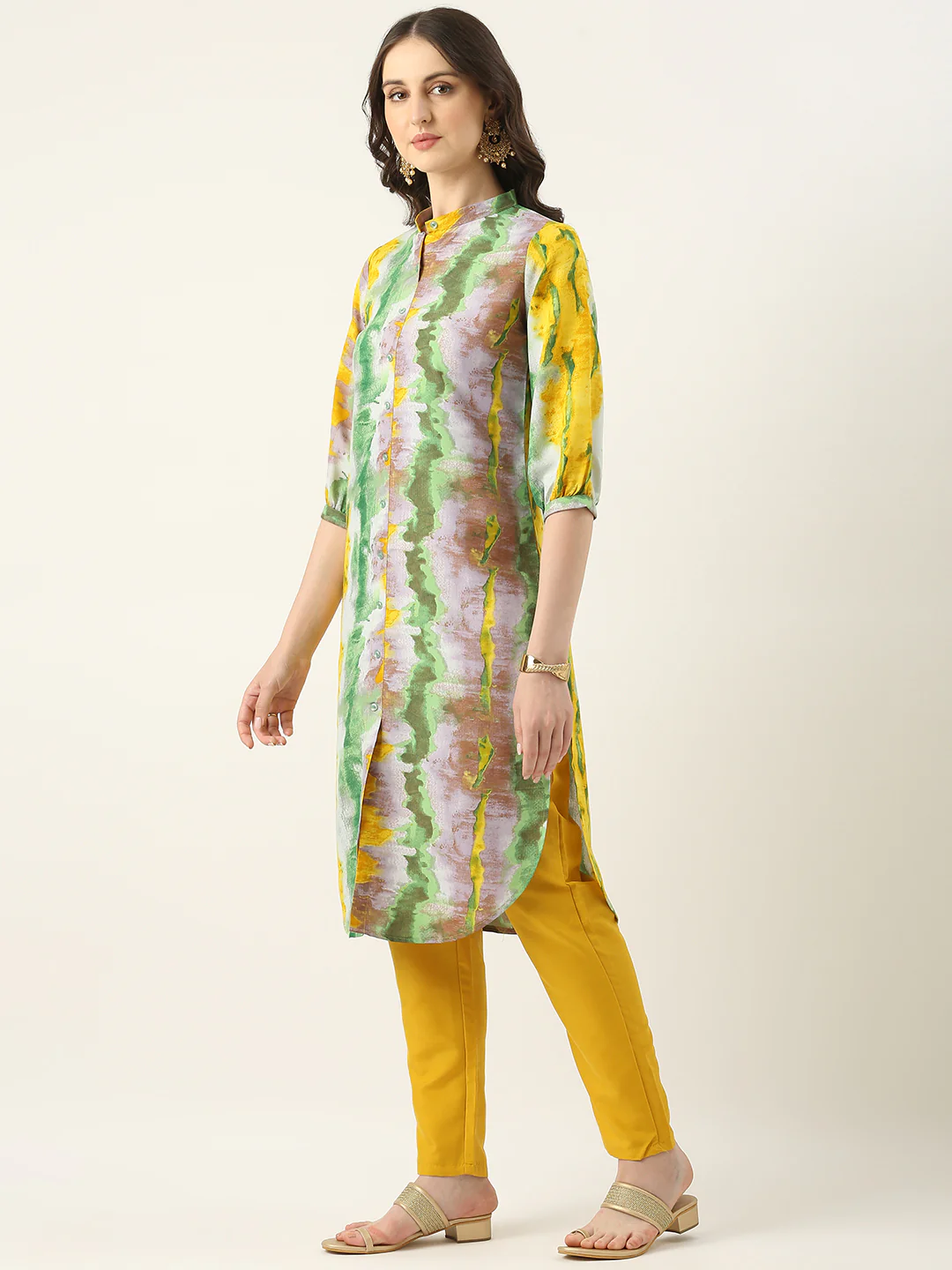 Bollywood Vogue Ready To Wear Multicolored Rayon Printed Straight Pant Suit - Image 3