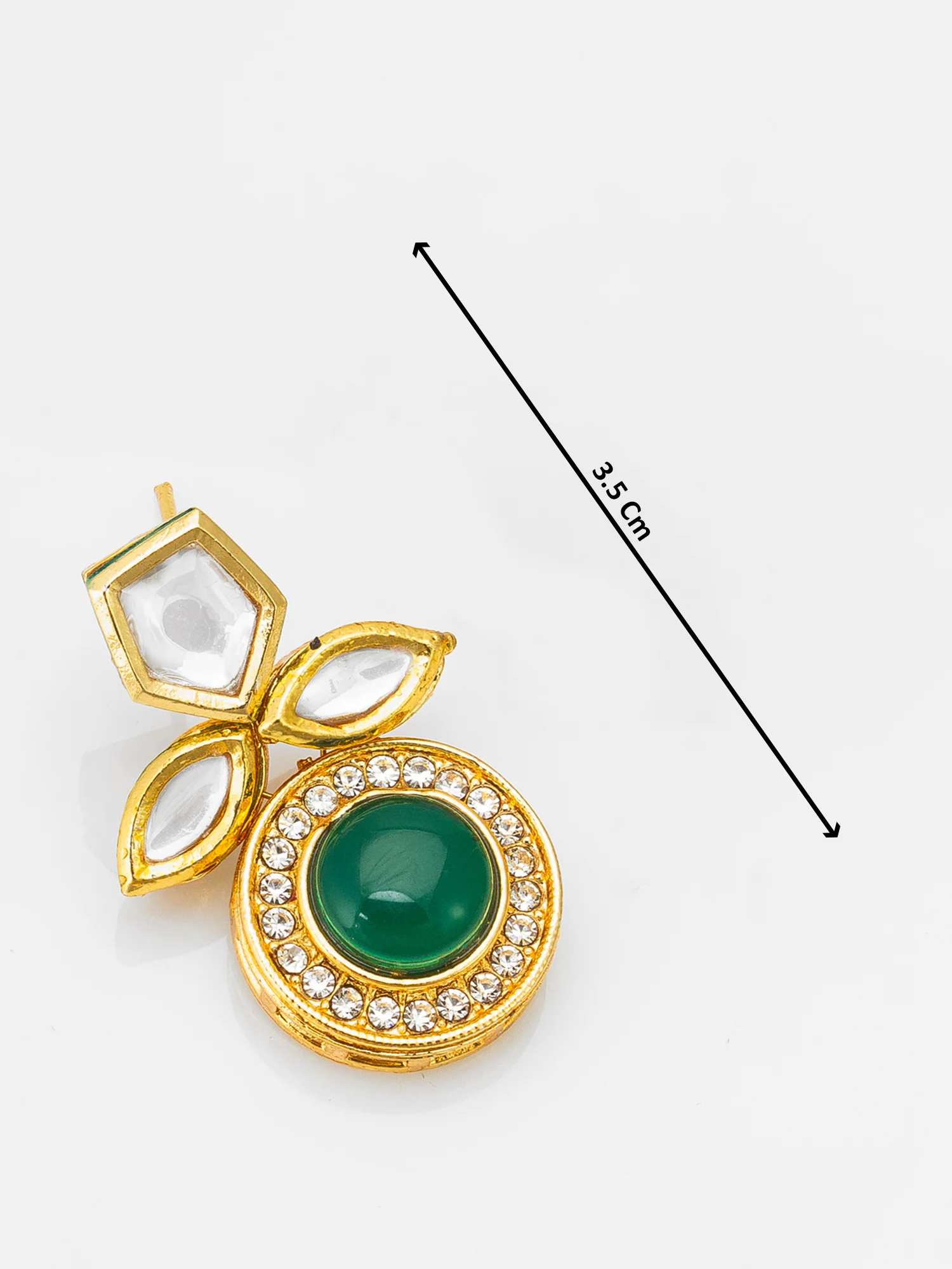 Stud Drop Earrings with Green Onyx Cabochon - Image 3