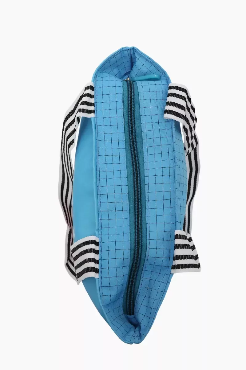 Stylish Printed Canvas Shopping Bag for Girls (Sky Blue) - Image 4