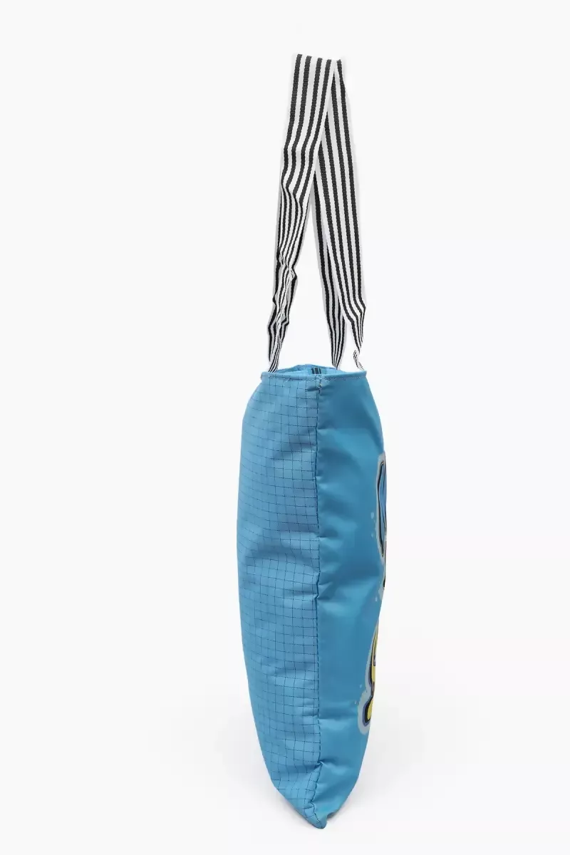 Stylish Printed Canvas Shopping Bag for Girls (Sky Blue) - Image 5
