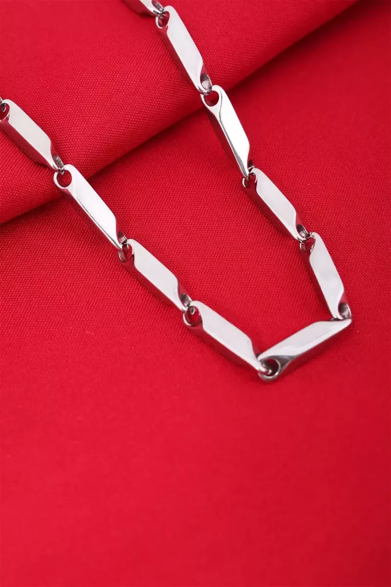 Stylish Rice Shape Link Style Chain for Men - Silver,20 Inches