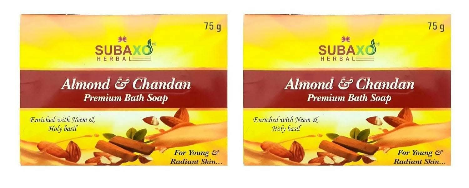 SUBAXO Almond & Chandan + Radiance-x Bath Soap Combo (2x75g,Pack Of 2) - Image 2