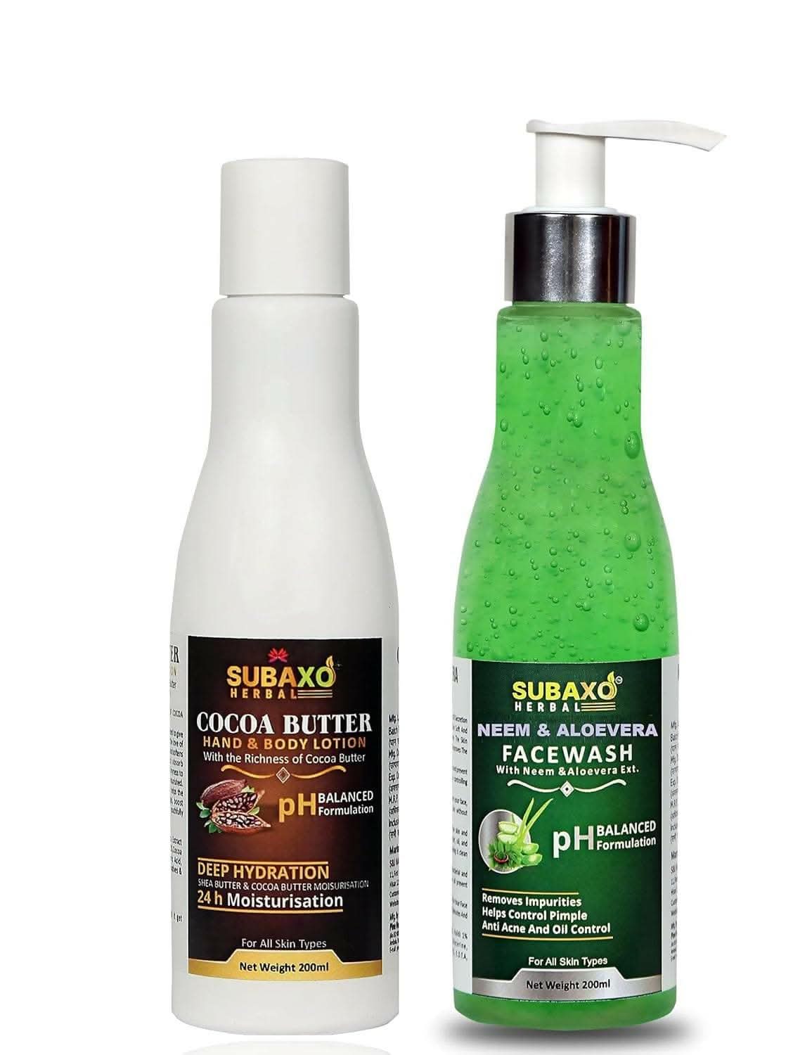 SUBAXO Cocoa Butter hand and body lotion(200ml) and Neem AloeVera Face Wash (200ml) Combo - Image 6