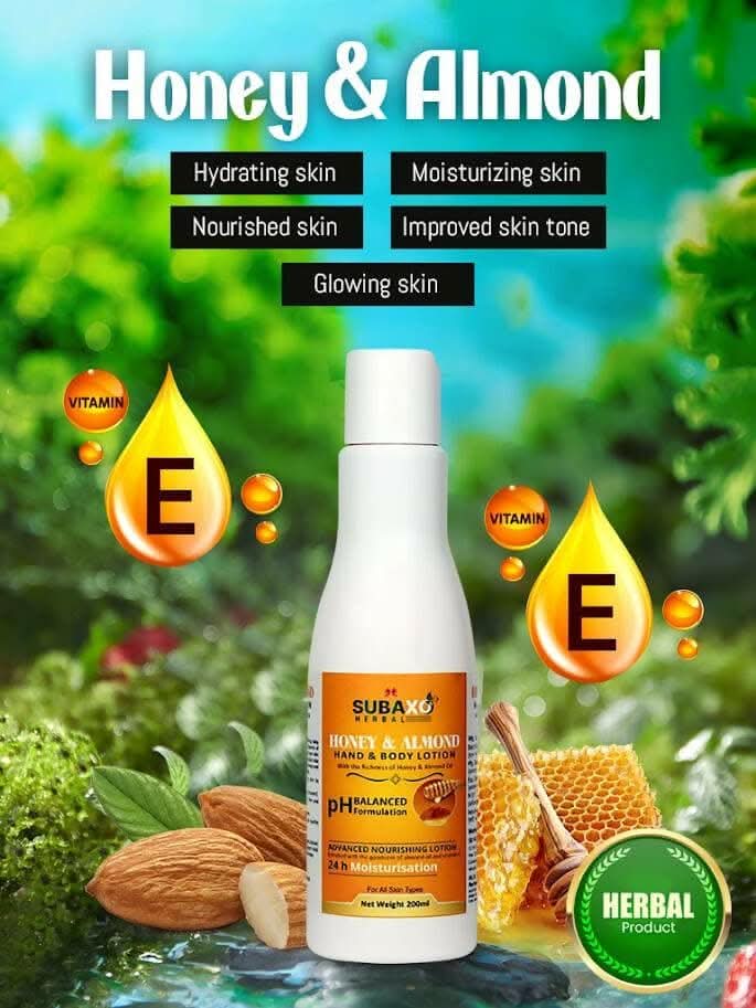 SUBAXO Honey & Almond Herbal Hand & Body Lotion Duo (2x200ml,Pack Of 2) - Image 2