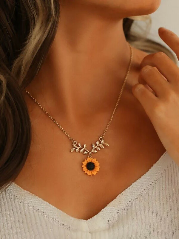 Sunflower & Lightning Bolt Charm Necklace Set - Image 4