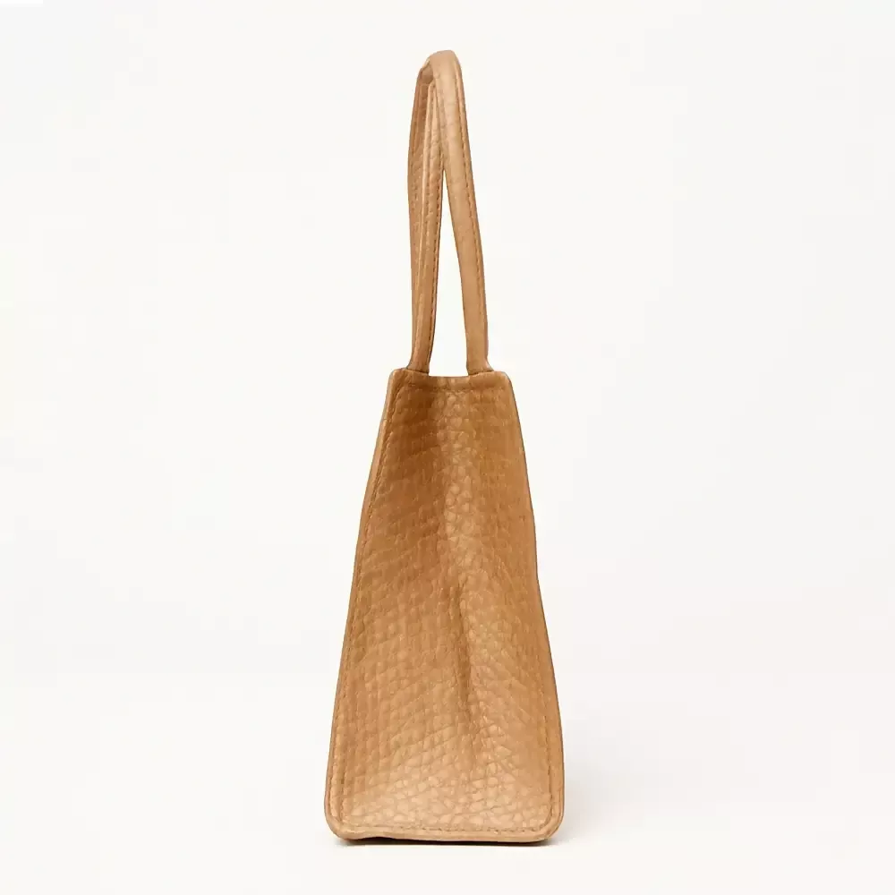 Tan Woven Textured Tote Bag - Image 3