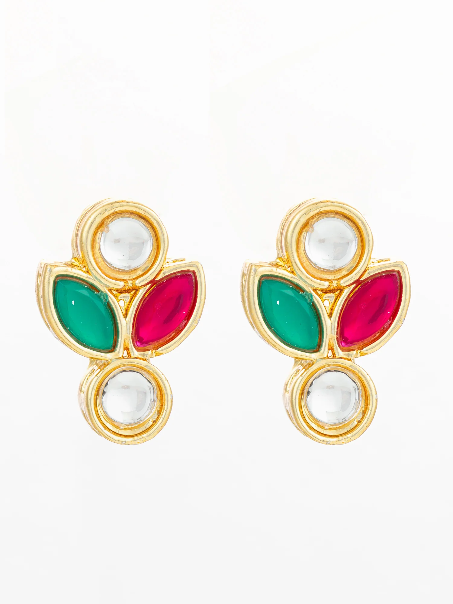 Traditional Multicolor Kundan Stud Earrings