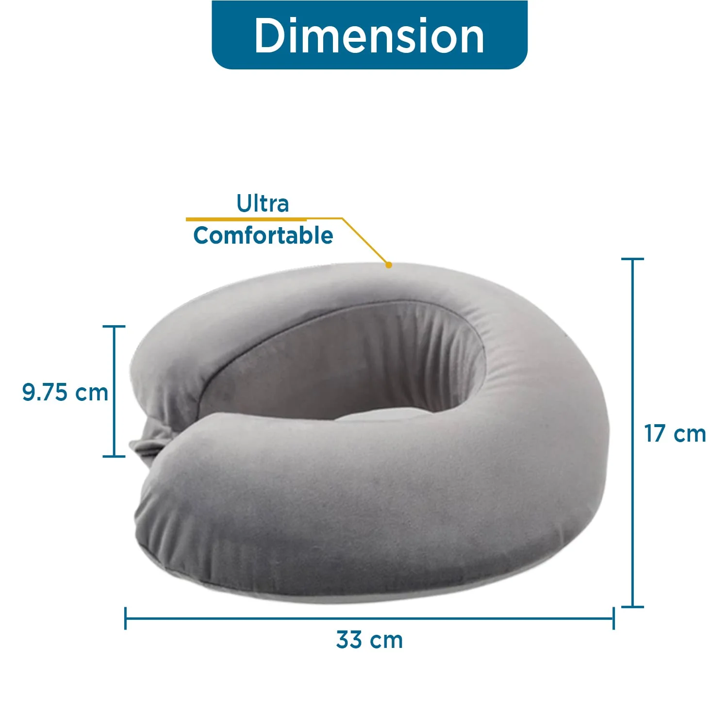Sleepsia Velvet Memory Foam Neck Travel Pillow (Grey, Pack of 1) - Image 7