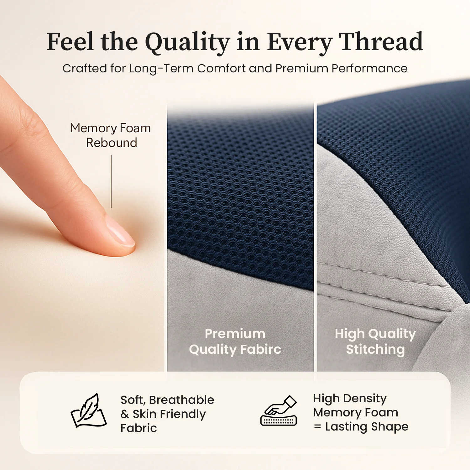 Sleepsia Ultimate Home & Travel Memory Foam Neck Pillow - Snoozing Neck Support Travel Pillow (Grey/Blue) - Image 6
