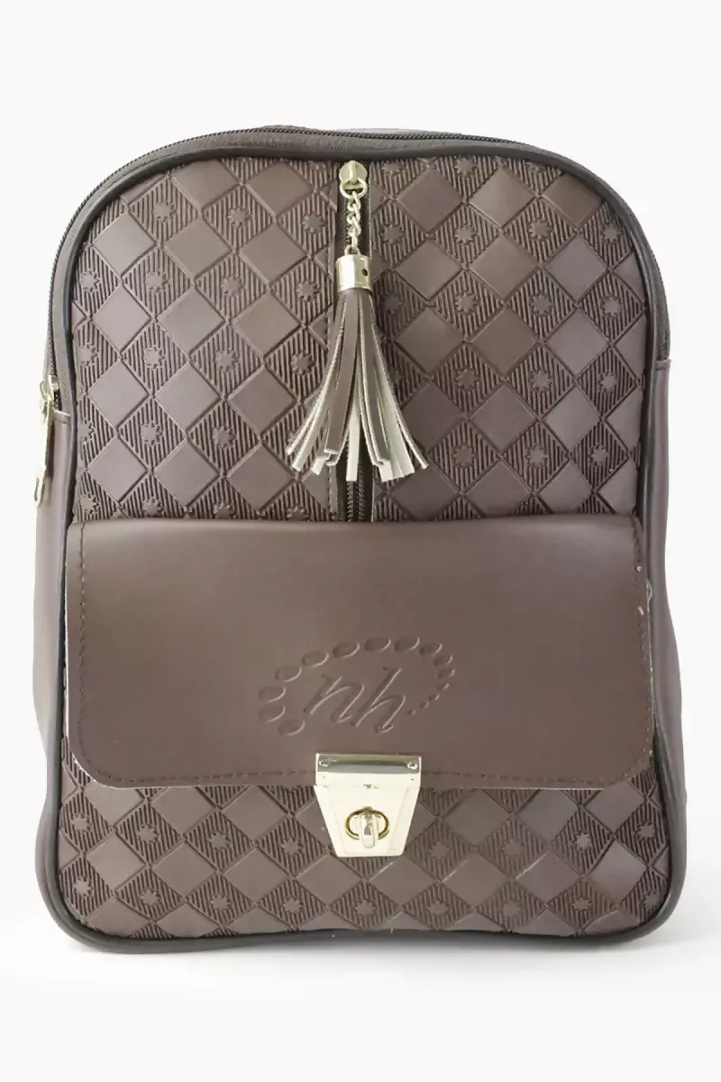 Trendy Casual Backpack for Girls - Dark Brown - Image 5