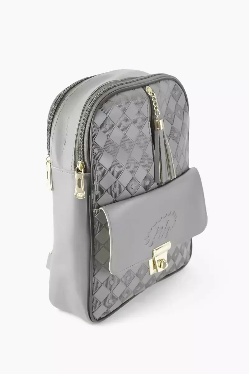 Trendy Casual Backpack for Girls - Dark Grey - Image 4