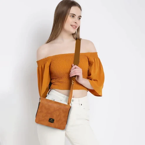 Trendy Grey Women's Sling Bag – Travel-Ready & Stylish (Brown) - Image 2