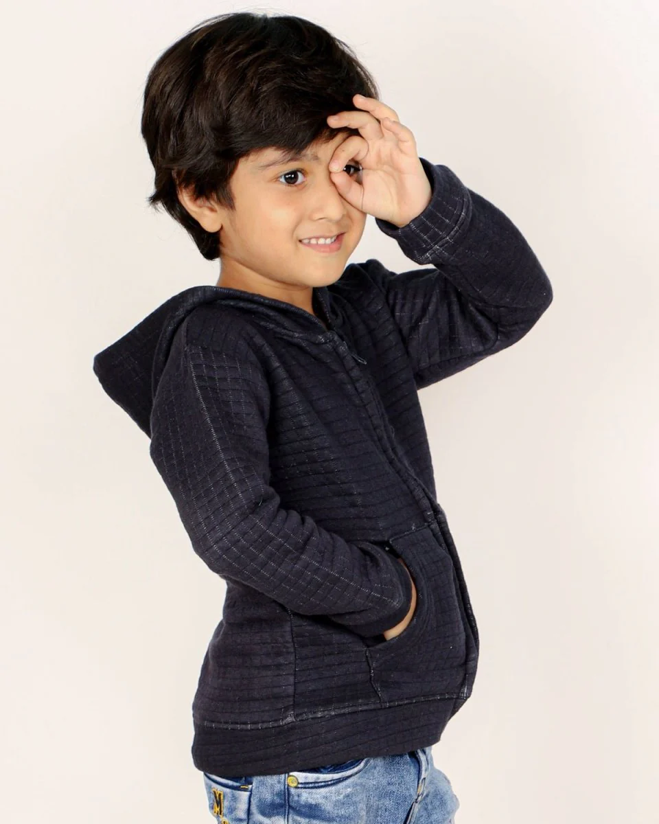 True Navy Quilted Kids Unisex Zipper Jacket - Image 5