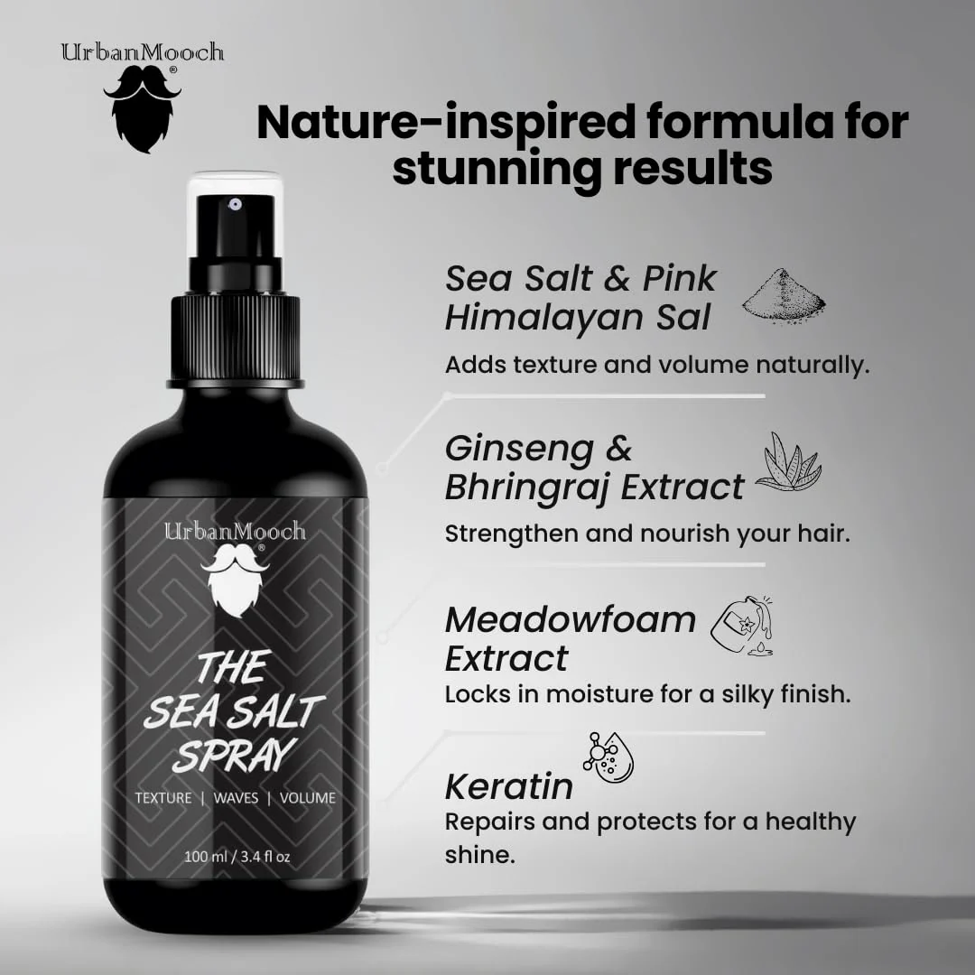 UrbanMooch Hair Styling Set with Volumizing Powder 15g and Sea Salt Spray 100ml, | Matte Finish Hair Wax Powder | Volume | Texture - Image 4
