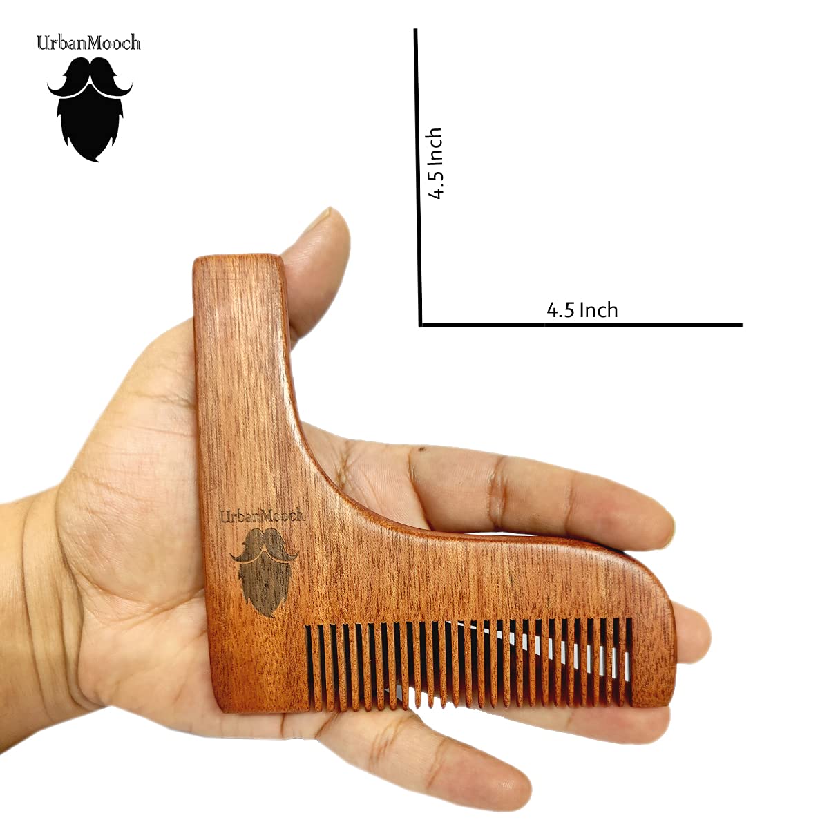 UrbanMooch Red Sandalwood Beard Shaper Comb For Men | Beard Shaping Tool For Best Shape Of Beard | Sandalwood Hair Comb | Style Your Beard Your Way At Home - Image 3
