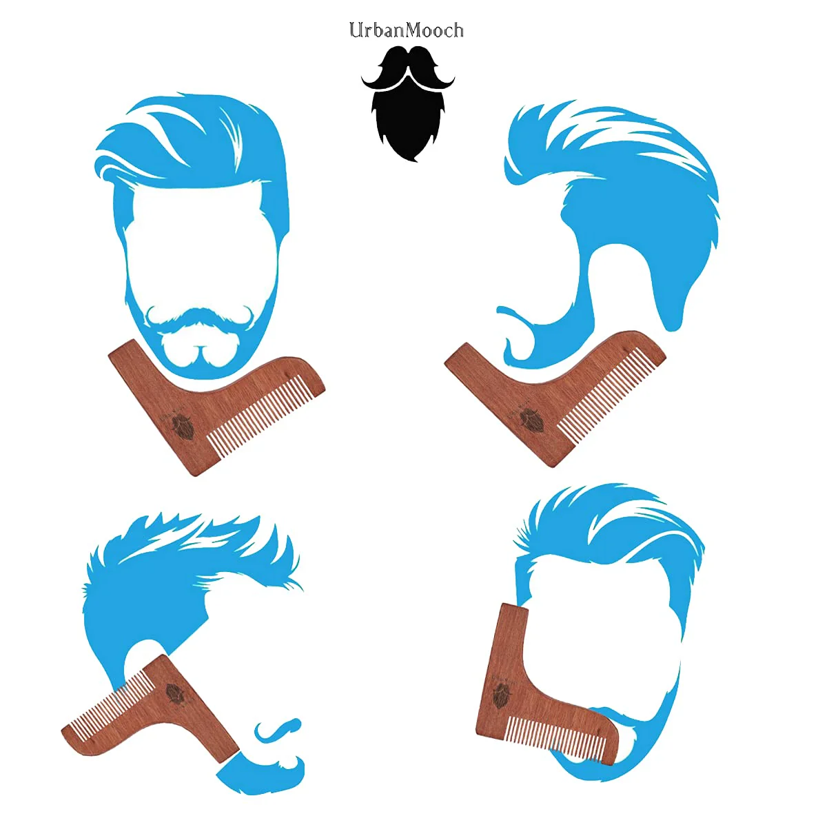UrbanMooch Red Sandalwood Beard Shaper Comb For Men | Beard Shaping Tool For Best Shape Of Beard | Sandalwood Hair Comb | Style Your Beard Your Way At Home - Image 4