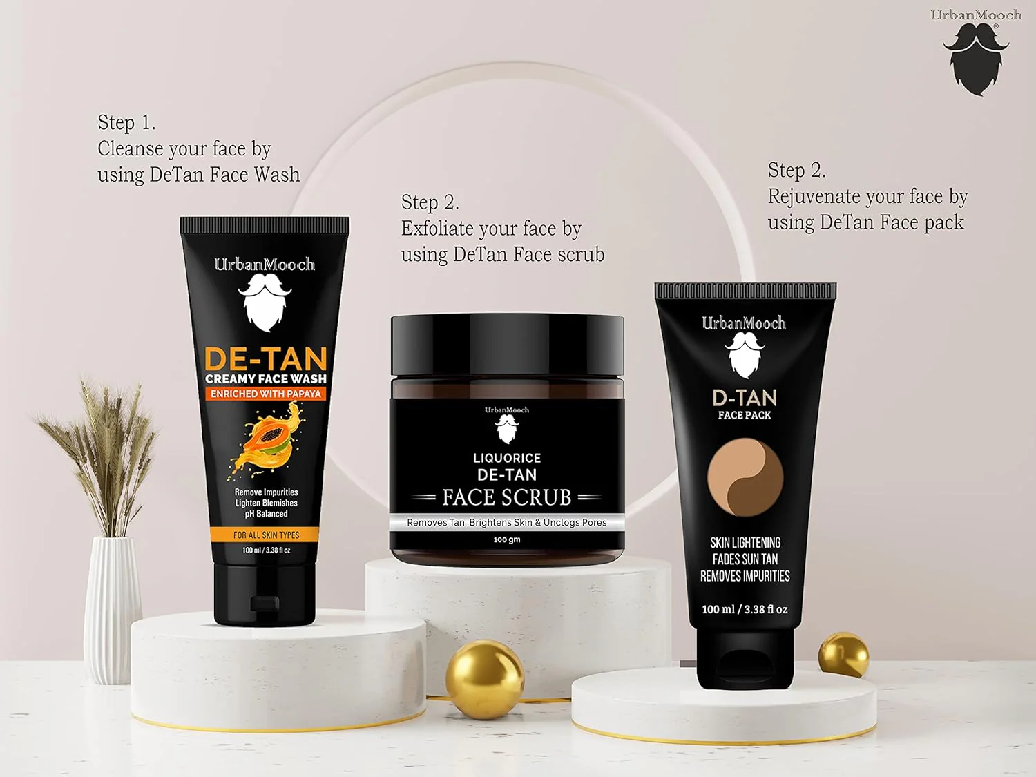 UrbanMooch Skin Brightening & Lightening Detan Facial Kit - Detan Facewash, Detan Face Scrub & Detan Face Pack - Image 7