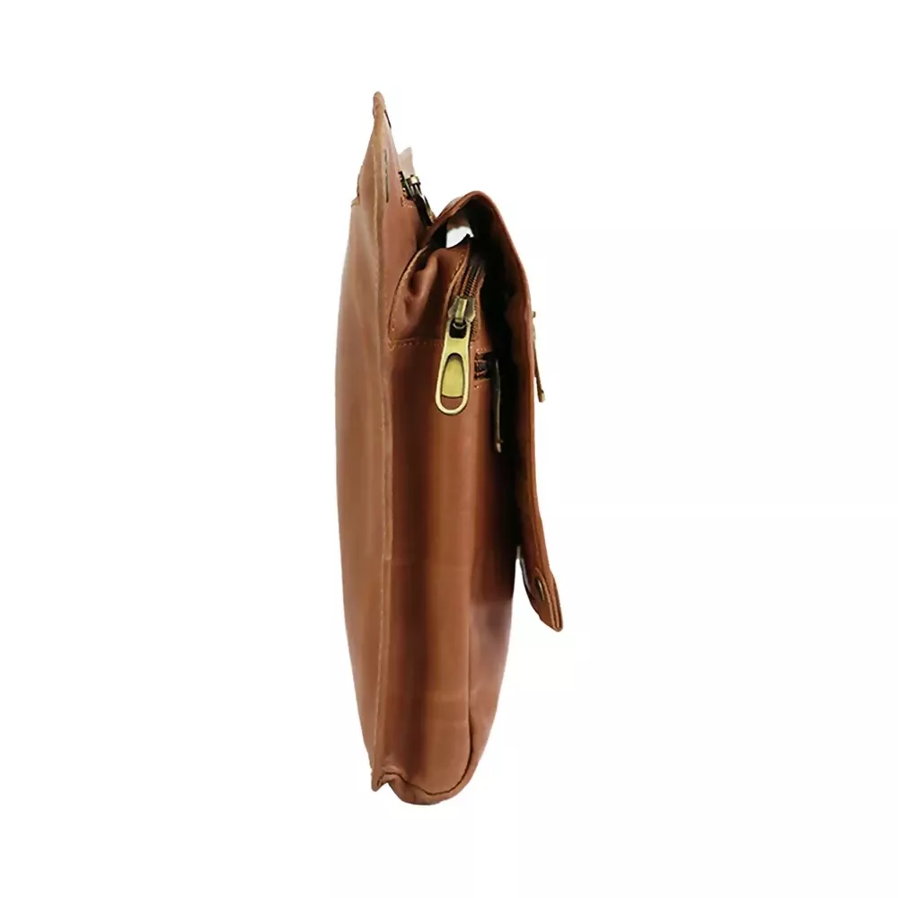 Vintage PU Leather Utility Bag – Multi-Pocket Travel & Everyday Bag (Brown) - Image 7