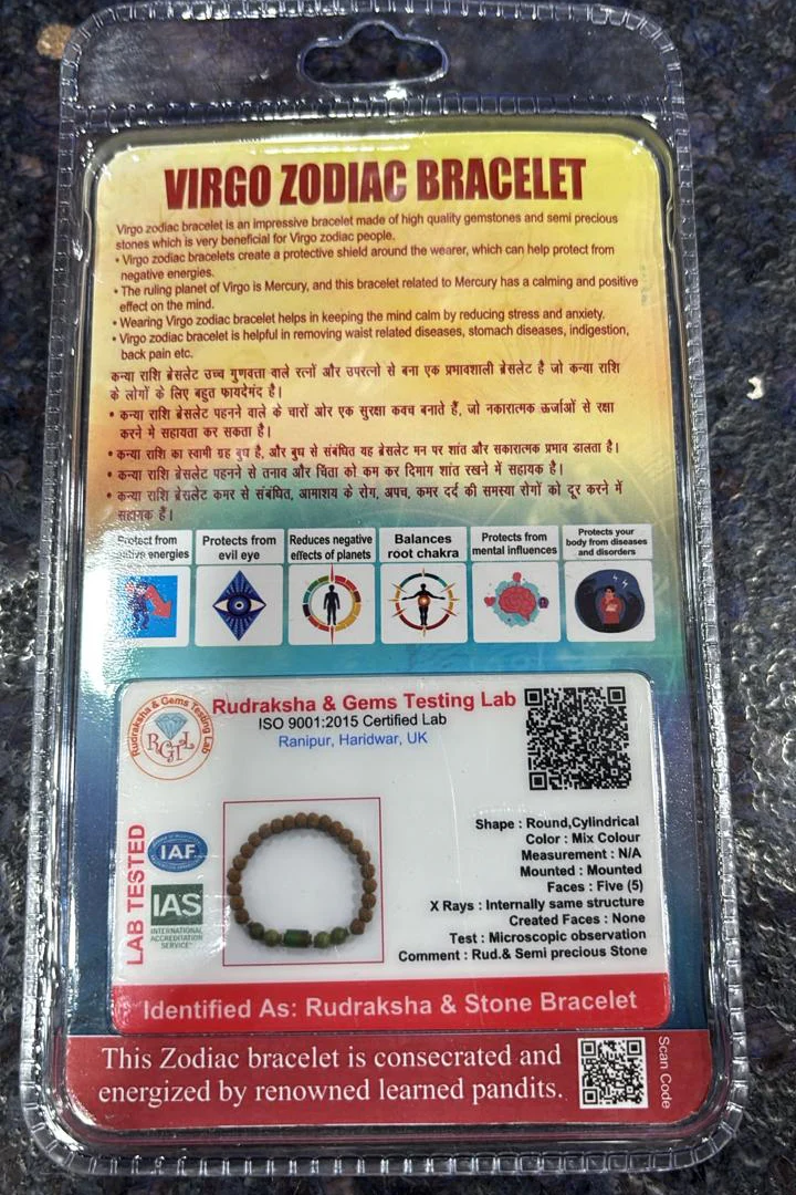 Virgo Rashi Rudraksha Bracelet (Kanya Rashi-కన్య రాశి) – Calm Mind, Protection & Positive Energy Band - Image 6