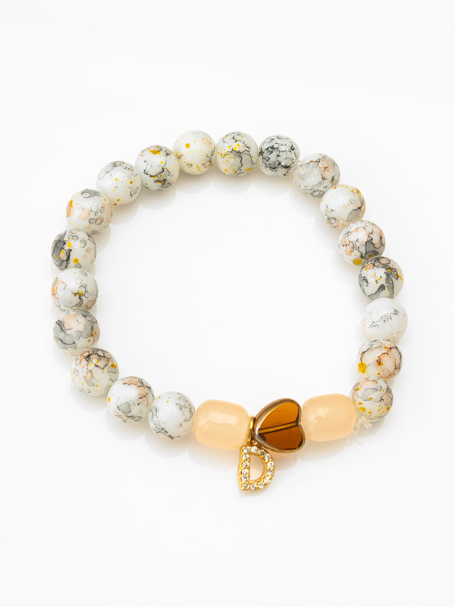 White Stone Gold Accent Beaded Bracelet - Image 2